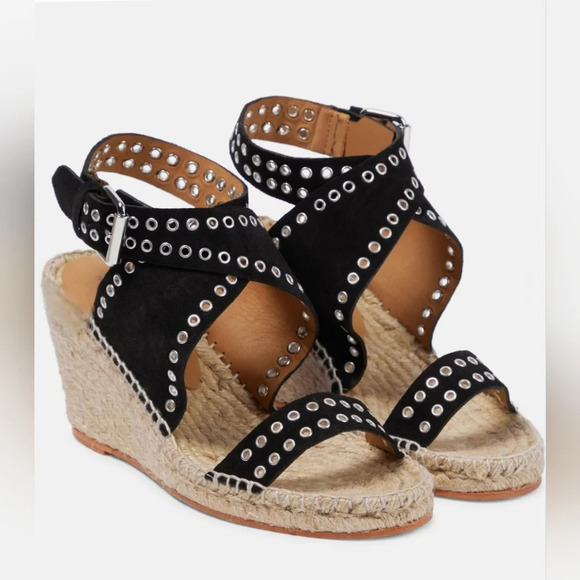 Isabel Marant Iriane Studded Suede Espadrille Wedges Size 7 (See Notes) - Picture 1 of 12